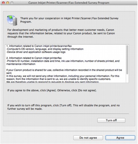 figura: Schermata Inkjet Printer/Scanner/Fax Extended Survey Program in Macintosh