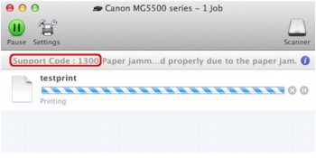 figura: Messaggio di errore in Mac OS X v.10.8.x
