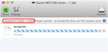 figura: Messaggio di errore in Mac OS X v.10.8.x
