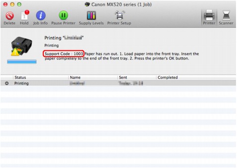 figura: Mensagem de erro no Mac OS X v.10.7.x