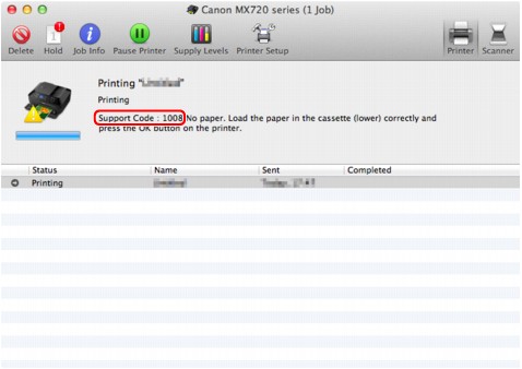 figure: Error message in Mac OS X v.10.7.x