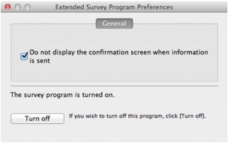 Abbildung: Bildschirm "Einstellungsbildschirm für Extended Survey Program"