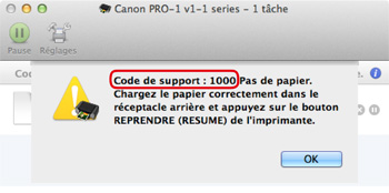figure : Message d'erreur sous Mac OS X v.10.8.x