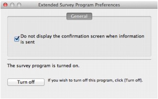 figur: Innstillingsskjermbildet for Extended Survey Program