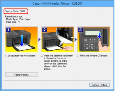 figure: Error message screen