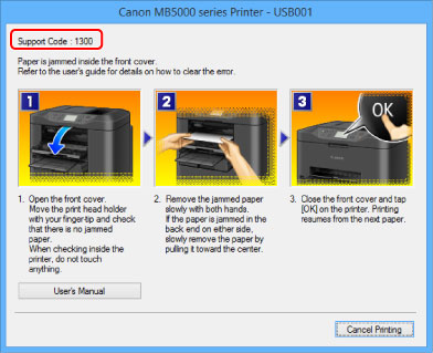 slika: zaslon s sporočilom o napaki