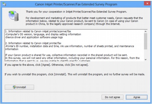 ภาพ: หน้าจอ Inkjet Printer/Scanner/Fax Extended Survey Program