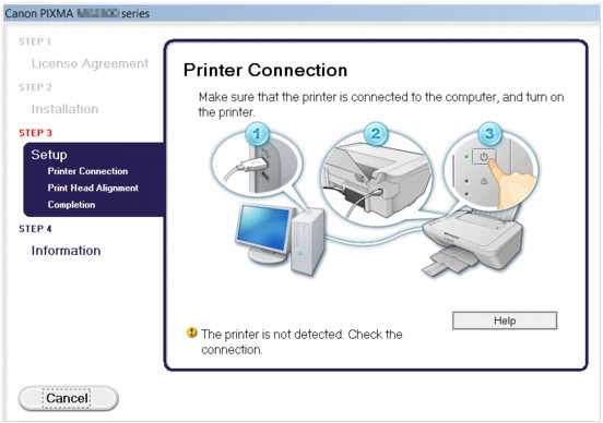 figura: ecranul Conexiunea imprimantei