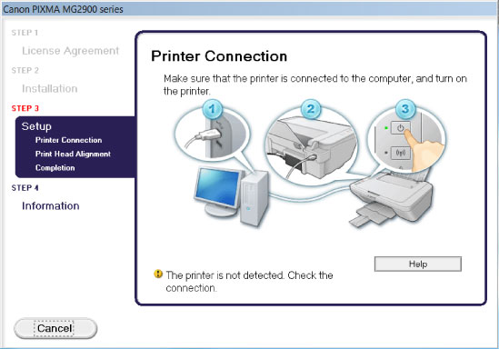 afbeelding: scherm Printerverbinding