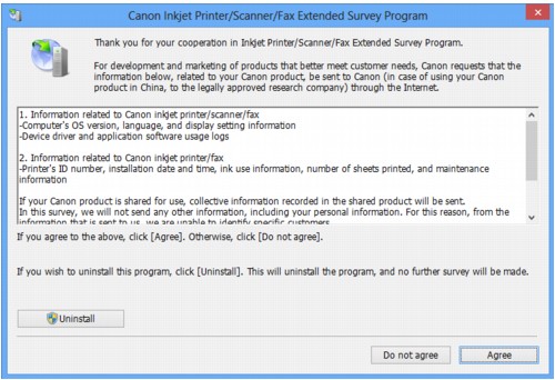 figure: Inkjet Printer/Scanner/Fax Extended Survey Program screen