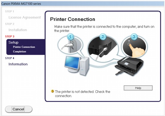 ภาพ: หน้าจอ 'การเชื่อมต่อเครื่องพิมพ์'