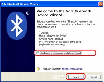 obrázek: Průvodce přidáním zařízení Bluetooth (Spustit).
