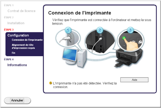 figure : Écran Connexion de l'imprimante