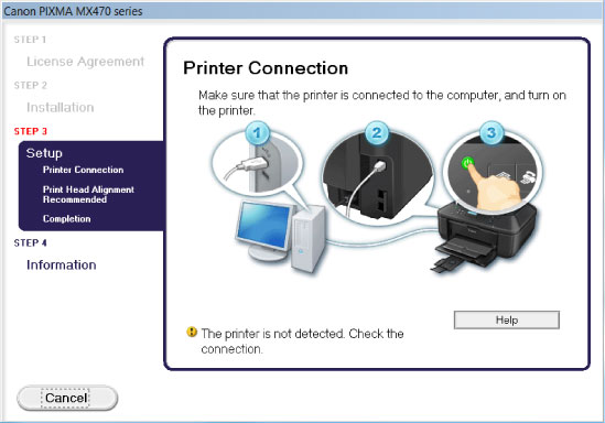 pav.: Spausdintuvo prijungimo ekranas