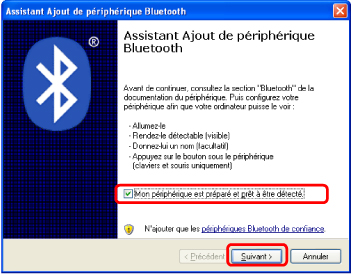 figure : Assistant Ajout de périphérique Bluetooth (Démarrer)