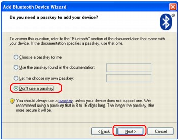 ภาพ: ตัวช่วยสร้างการเพิ่มอุปกรณ์ Bluetooth (พาสคีย์)