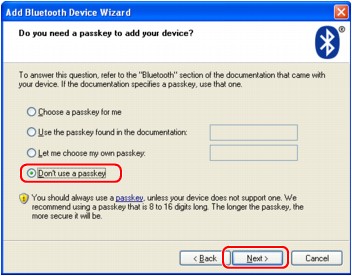 figure:Add Bluetooth Device Wizard (Passkey)