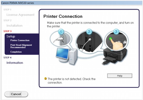 figure: Printer Connection screen