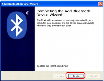 obrázek: Průvodce přidáním zařízení Bluetooth (Hotovo).