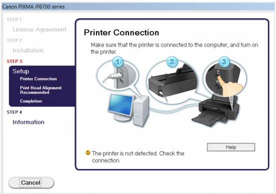 afbeelding: scherm Printerverbinding