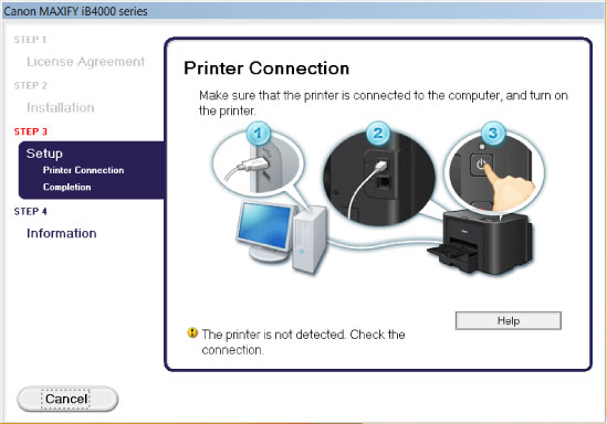 figura: ecranul Conexiunea imprimantei