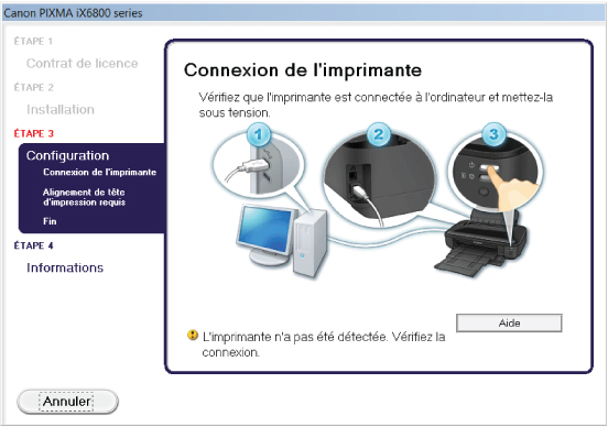 figure : Écran Connexion de l'imprimante