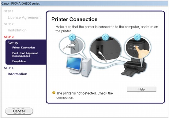 rysunek: ekran Połączenie z drukarką