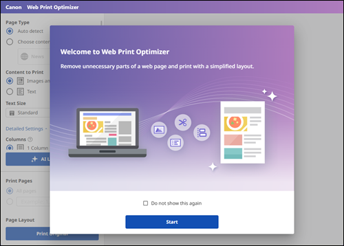 afbeelding: Scherm van Web Print Optimizer