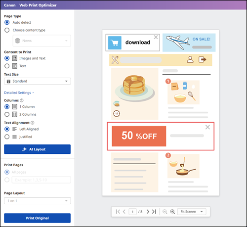 afbeelding: Scherm van Web Print Optimizer