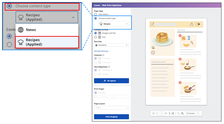 afbeelding: Scherm van Web Print Optimizer