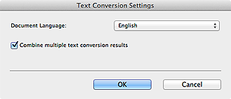 figura: Finestra di dialogo Impostazioni conversione testo