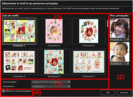 figure : boîte de dialogue Sélectionner le motif et les personnes principales