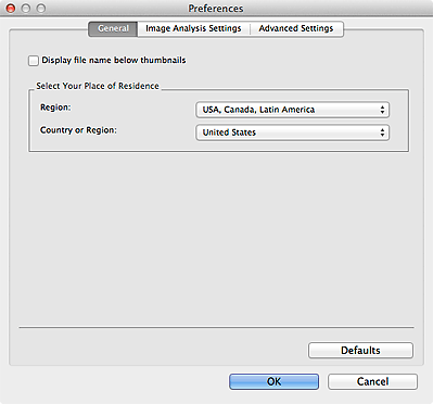 figure: General tab of Preferences dialog