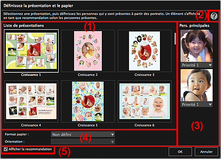 figure : Boîte de dialogue Définissez la présentation et le papier