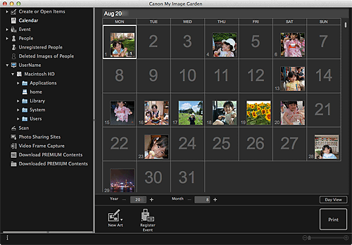 figure: Calendar view