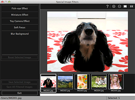 figure: Special Image Filters window