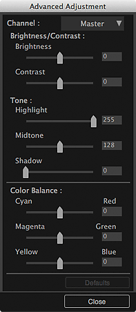 figure: Advanced Adjustment dialog