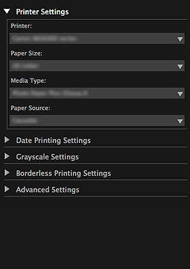 figure: Print settings dialog