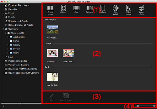 figure: Create or Open Items view