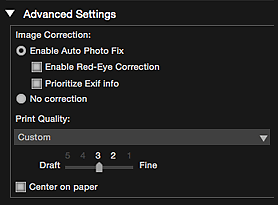 figure: Print settings dialog