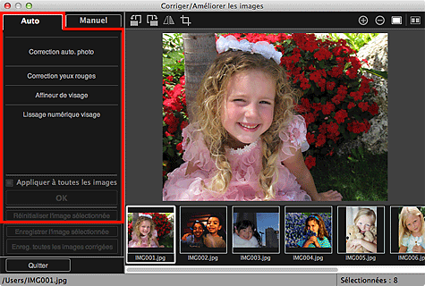 figure : onglet Auto fenêtre Corriger/Améliorer les images