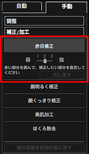 図：画像の補正/加工ウィンドウの手動シート