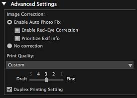 figure: Print settings dialog