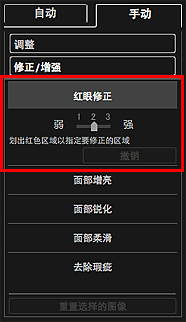 插图：“修正/增强图像”窗口的“手动”选项卡