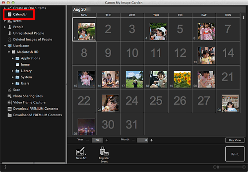 figure: Calendar view