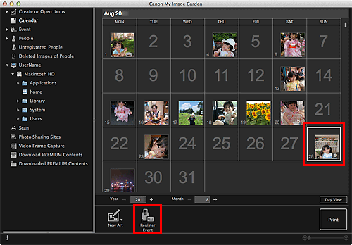 figure: Calendar view