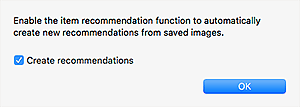 figure: Item Recommendation Function Setup dialog