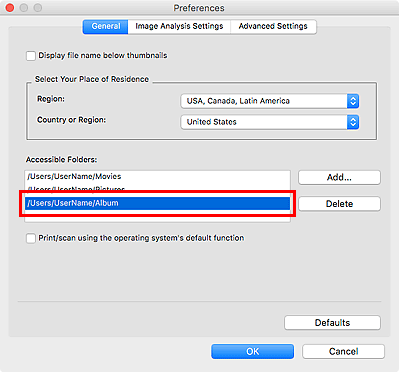 figure: General tab of Preferences dialog box