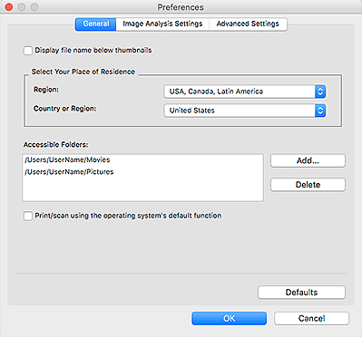 figure: General tab of Preferences dialog