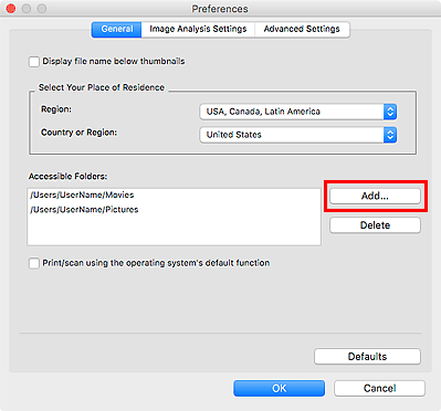 figure: General tab of Preferences dialog box